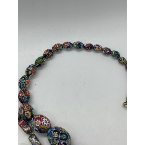 463 - Vintage Murano glass millefiori bead necklaces x2