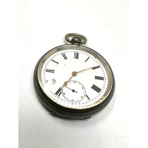 405 - STERLING SILVER Gents Vintage Open Face Pocket Watch Key-wind Working