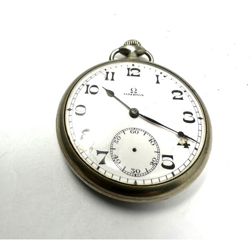 398 - OMEGA Gents Vintage Open Face Pocket Watch Hand-wind Working Missing Hand