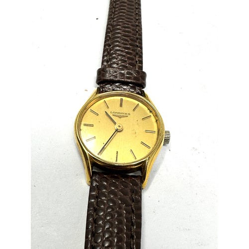 413 - LONGINES Ladies Vintage Gold Tone Hand-wind Wristwatch Working