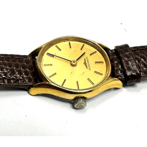 413 - LONGINES Ladies Vintage Gold Tone Hand-wind Wristwatch Working