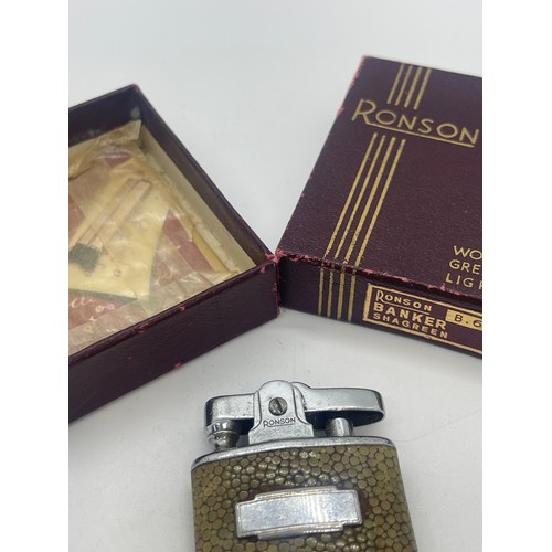 518 - Art deco Ronson Shagreen cigarette lighter in original box