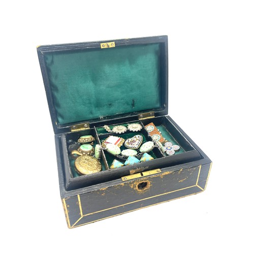 448 - Box of antique costume jewellery to include micro mosaic, locket, bracelet etc