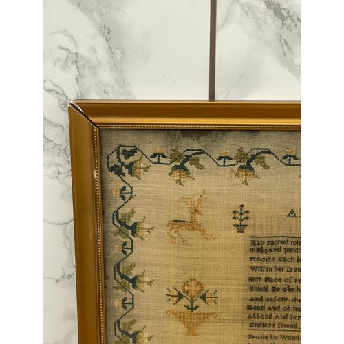 284 - Antique framed needlework sampler ' A Mothers Wish' by Elizabeth Wotton, who finished this piece at ... 