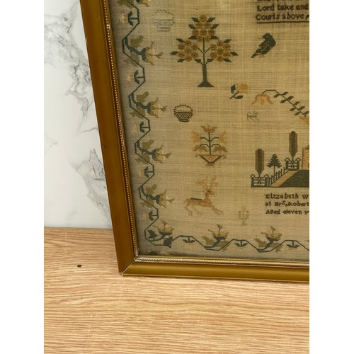 284 - Antique framed needlework sampler ' A Mothers Wish' by Elizabeth Wotton, who finished this piece at ... 