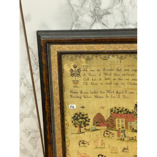 278 - Print of an antique needlework sampler frame size 28 x 37 cm.