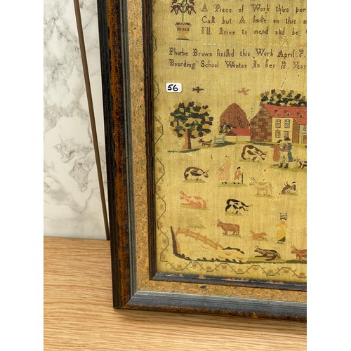 278 - Print of an antique needlework sampler frame size 28 x 37 cm.