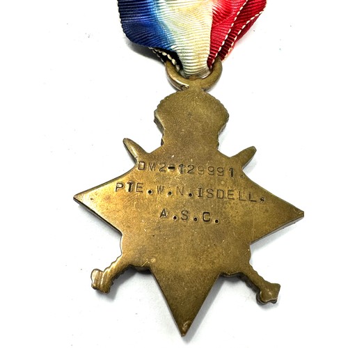 381 - WW.1 1914-15 Star Trio. Named. DM.2 - 129991 Pte. W.N. Isdell. A.S.C