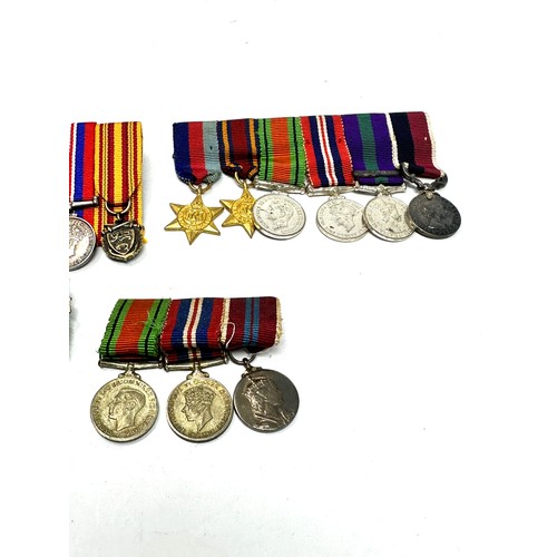 373 - 4 x Mounted Miniature Medal Groups Inc. WW.2 Dunkirk - R.A.F Long Service -etc