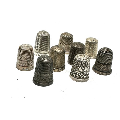 32 - 9 x .925 sterling silver thimbles inc charles horner