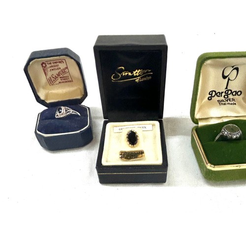 472 - Selection of silver rings and costume jewellery cufflinks etc