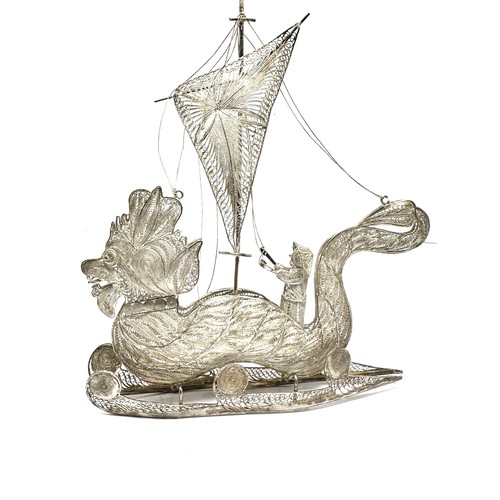 34 - .925 silver filigree boat ornament