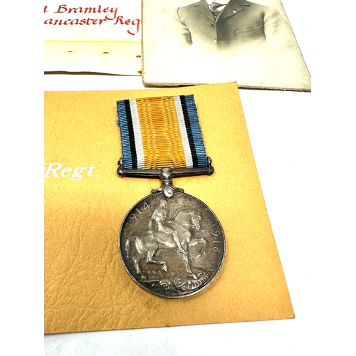 340 - K.I.A ww1 medal pair  to PRIVATE F BRAMLEY Service Number: 33098 Regiment & Unit/Ship York and Lanca... 