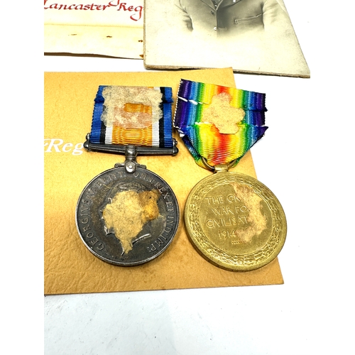 340 - K.I.A ww1 medal pair  to PRIVATE F BRAMLEY Service Number: 33098 Regiment & Unit/Ship York and Lanca... 