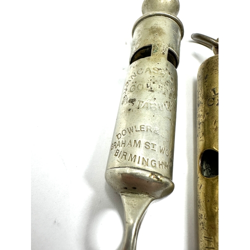 344 - 2 police whistles inc liverpool city & dowler lancashire constabulary