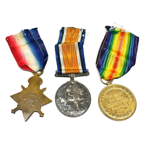 361 - K.I.A WWI trio medals to EDWIN BARAM Lance Serjeant Service Number: 12017 10th Bn.West Yorkshire Reg... 