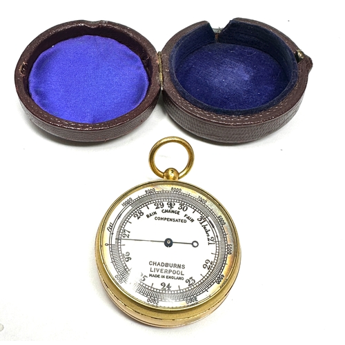 364 - Antique Boxed Chadburns Ltd Liverpool Pocket Barometer