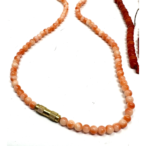 329 - coral bead necklaces & bracelet weight 23g