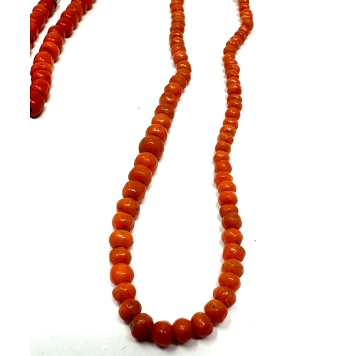 329 - coral bead necklaces & bracelet weight 23g