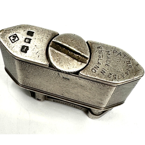 434 - Rare antique Dunhill lift arm silver hallmarked lighter Marked Dunhill reg’d design No. 737418. meas... 