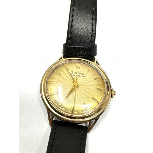 410 - Vintage Gents Bulova waterproof wristwatch the watch is ticking