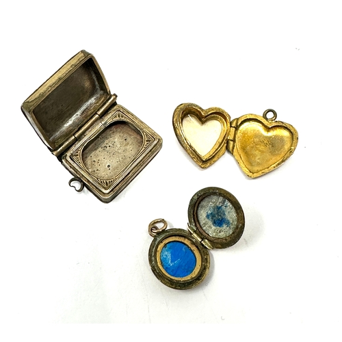 77 - 3 small vintage gold back & front pendant lockets