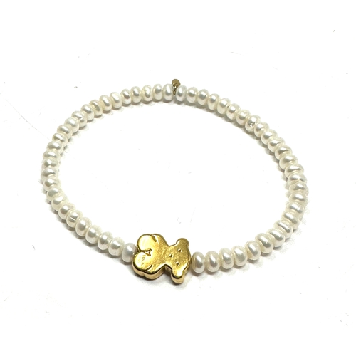 81 - 18ct gold & pearl Tous sweet dolls bracelet hallmarked tous 750