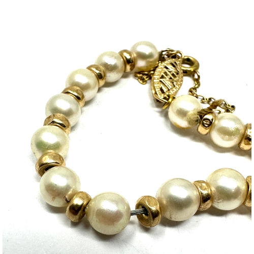 83 - 14ct gold clasp & beads pearl necklace hallmarked 585 14ct weight 7.2g