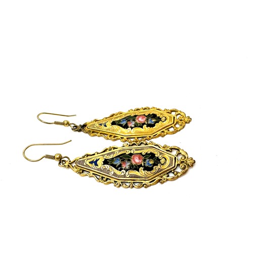 442 - Victorian gilt metal and enamel earrings