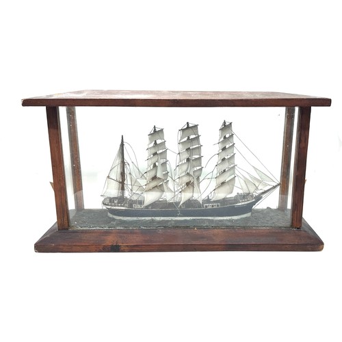 569 - Cased antique diorama model ship in a case