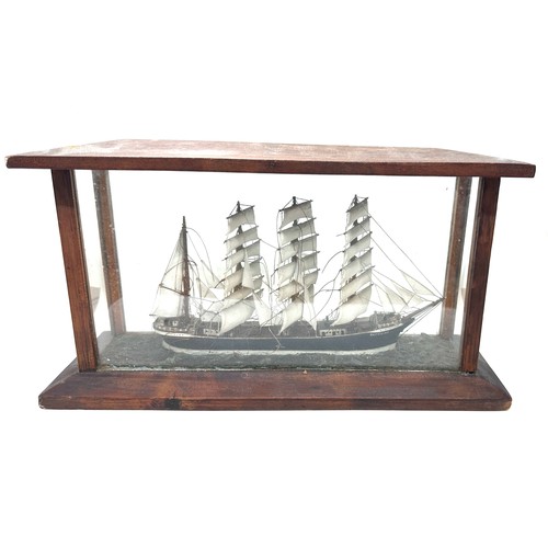 569 - Cased antique diorama model ship in a case