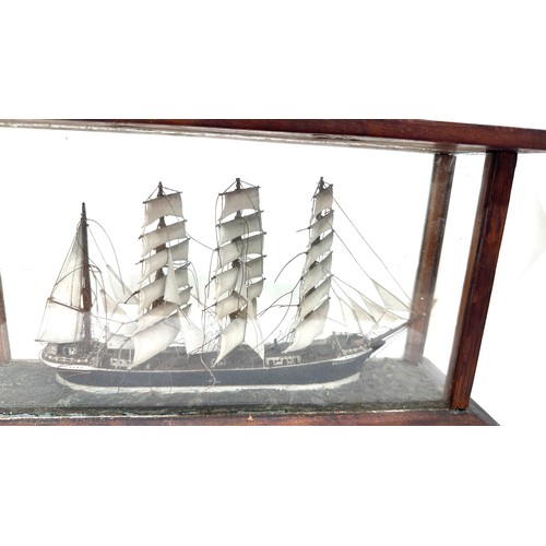 569 - Cased antique diorama model ship in a case