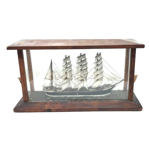 569 - Cased antique diorama model ship in a case