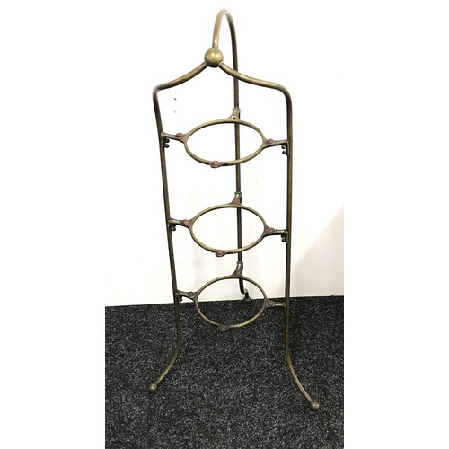 260 - Antique art nouveau brass plate rack / stand, approximate measurements: Height 32 inches