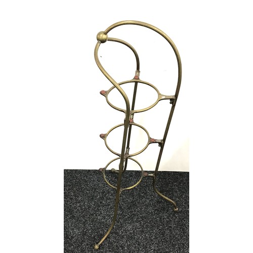 260 - Antique art nouveau brass plate rack / stand, approximate measurements: Height 32 inches