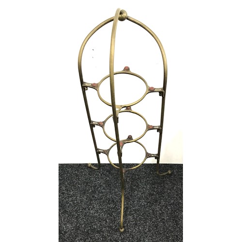 260 - Antique art nouveau brass plate rack / stand, approximate measurements: Height 32 inches