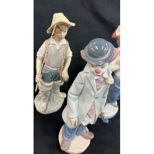 600 - 3 Lladro boy figures includes Circus sam, Boy fishing etc A/F