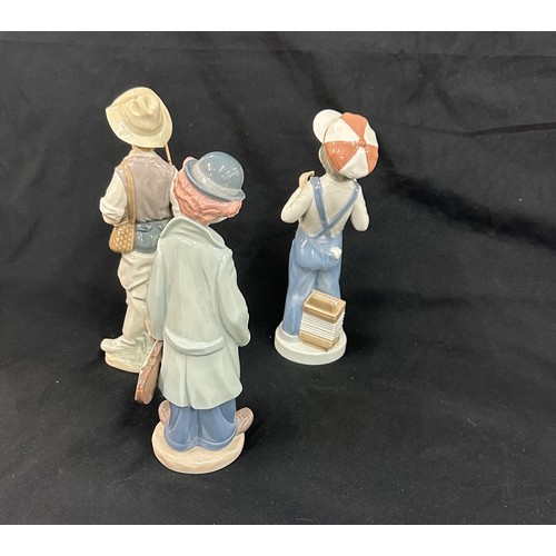 600 - 3 Lladro boy figures includes Circus sam, Boy fishing etc A/F