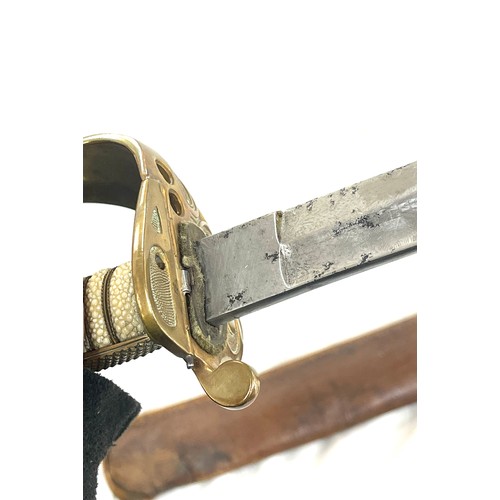 248 - Victorian British officers naval sword in a leather case