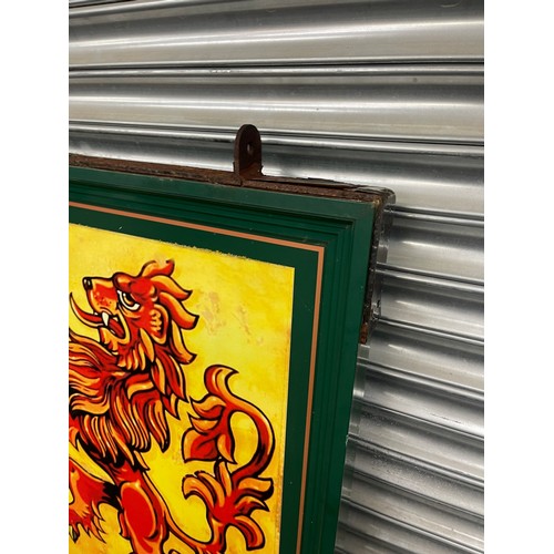 318A - Large wall hanging double sided advertising Red Lion pub sign, measures approximately 48 inches by 3... 