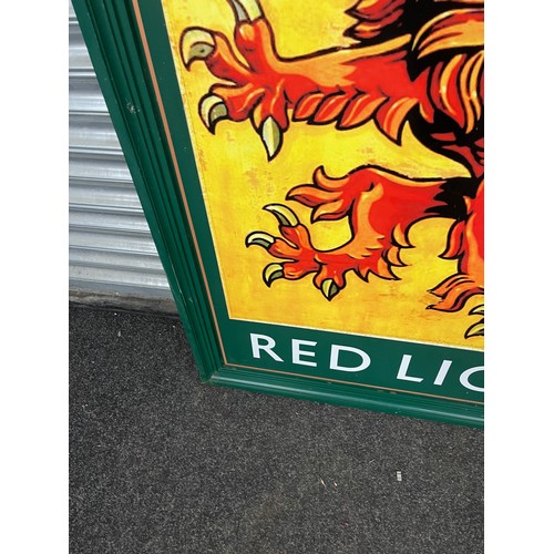 318A - Large wall hanging double sided advertising Red Lion pub sign, measures approximately 48 inches by 3... 