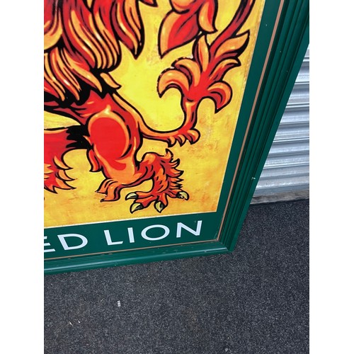 318A - Large wall hanging double sided advertising Red Lion pub sign, measures approximately 48 inches by 3... 