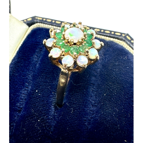 101 - 9ct gold Emerald & opal ring weight 3.1g