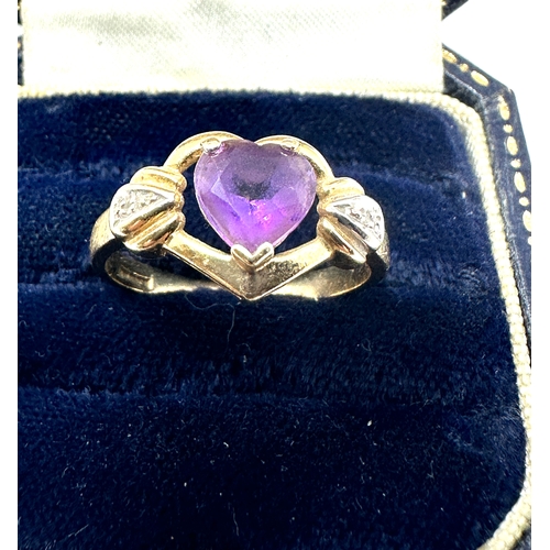 110 - 14ct gold amethyst & diamond ring weight 3.2 g