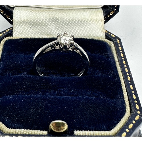 145 - 9ct white gold diamond solitaire ring (2g)