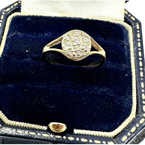 147 - 10ct gold diamond cluster ring (2g)