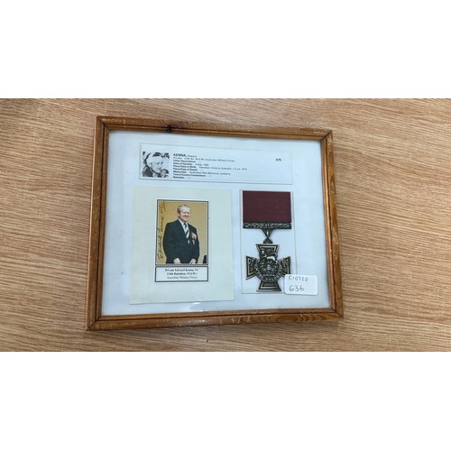 61 - Framed memorabilia of Kenna Edward, signed picture measures approximately 11 inches by 9 inches