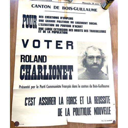 277 - Vintage French poster presented by the French Communist party for Roland Charlionet measures approx ... 