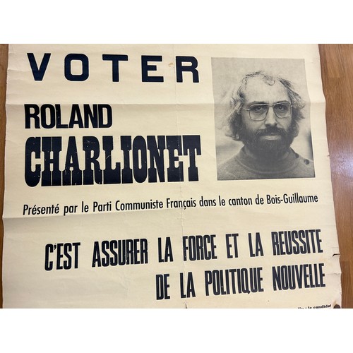 277 - Vintage French poster presented by the French Communist party for Roland Charlionet measures approx ... 