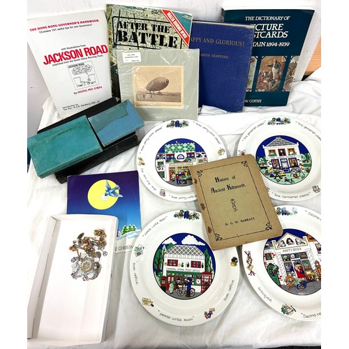 181 - Selection of miscellaneous to include Wade collectors, plates, vintage books, mixture of pins etc